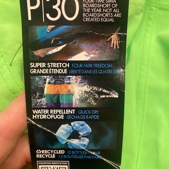 NWT Hurley Men's Phantom Solid 20" Stretch Board Shorts Size 30 lime green - Picture 4 of 7